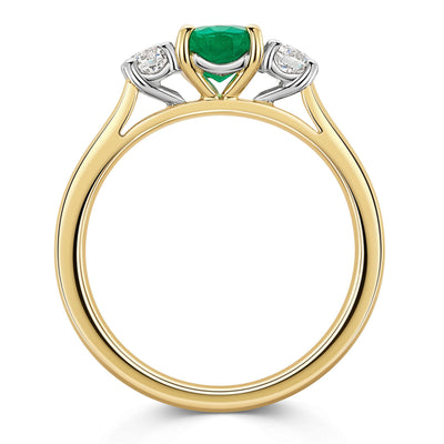 18ct Yellow & White Gold Emerald & Diamond Trilogy Ring 1.10ct variant Pursuit
