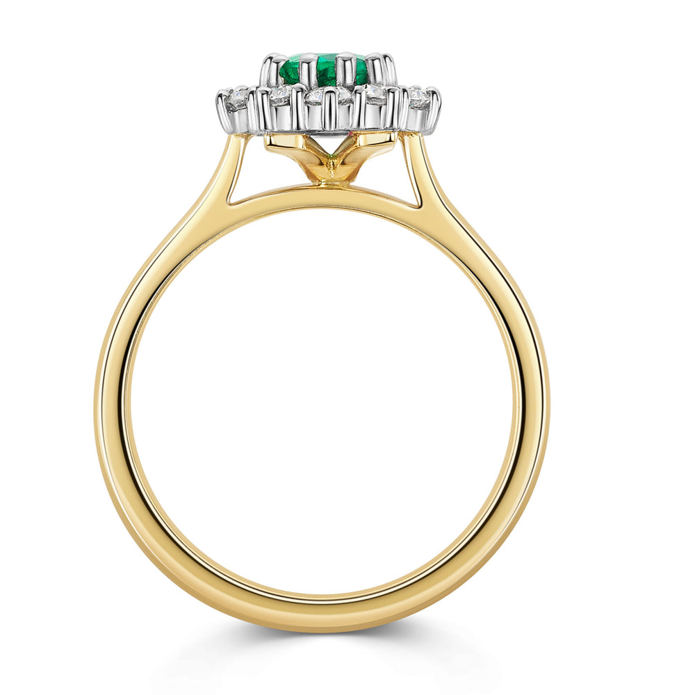 18ct Yellow & White Gold Emerald & Diamond Cluster Ring 0.85ct variant Pursuit