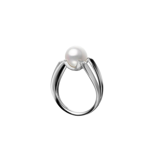M Collection Akoya Cultured Pearl & Diamond Ring in 18ct White Gold variant Pursuit