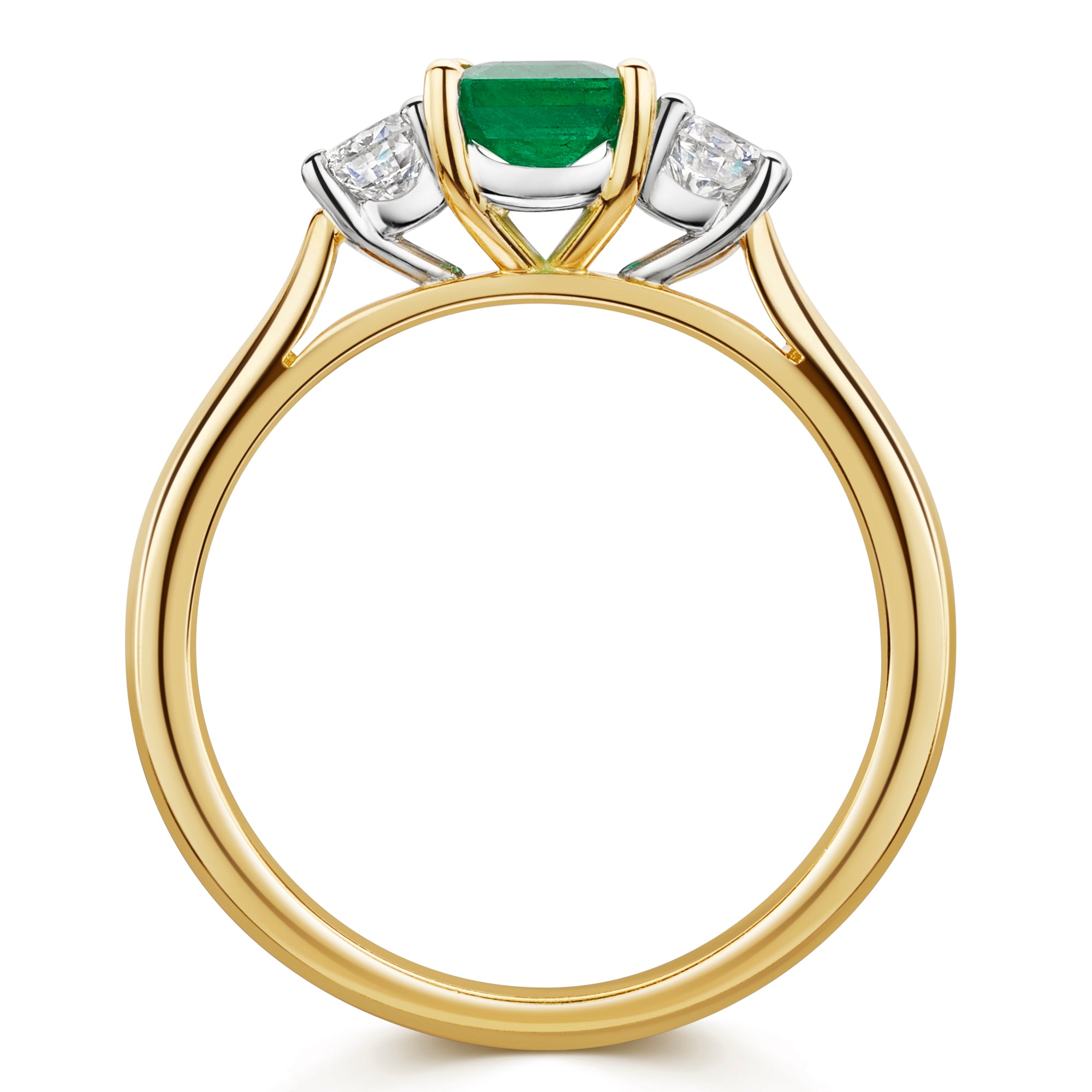 18ct Yellow & White Gold Emerald & Diamond Trilogy Ring 1.25ct variant Pursuit