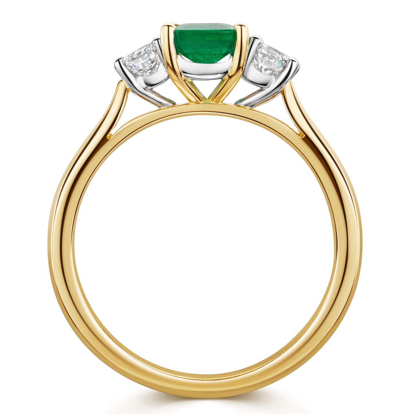 18ct Yellow & White Gold Emerald & Diamond Trilogy Ring 1.25ct variant Pursuit