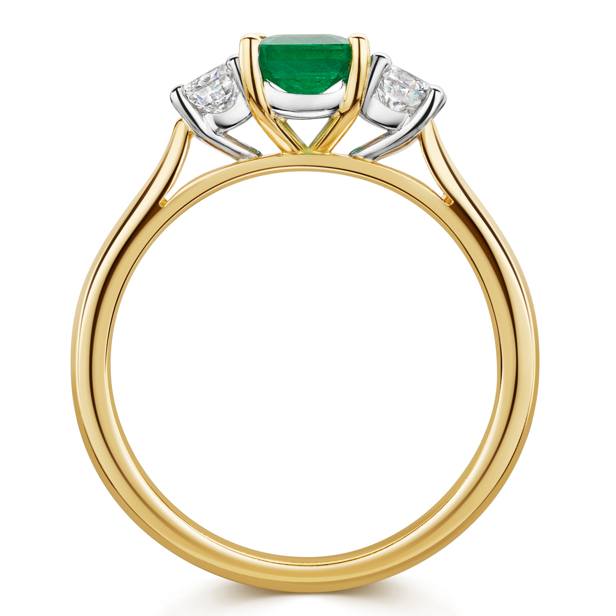 18ct Yellow & White Gold Emerald & Diamond Trilogy Ring 1.25ct variant Pursuit