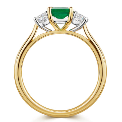 18ct Yellow & White Gold Emerald & Diamond Trilogy Ring 1.25ct variant Pursuit