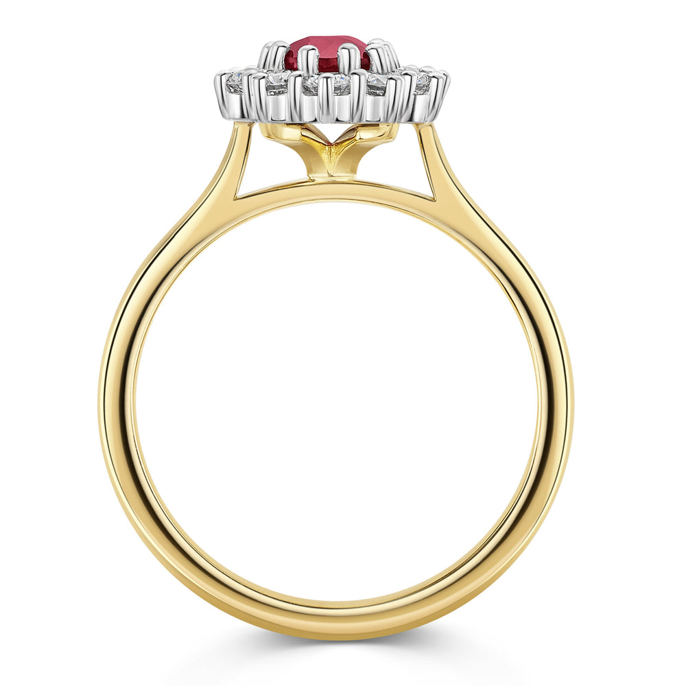 18ct Yellow & White Gold Ruby & Diamond Cluster Ring 1.00ct variant Pursuit