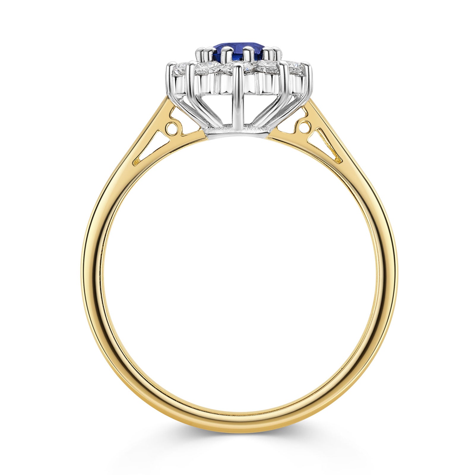 18ct Yellow & White Gold Sapphire & Diamond Cluster Ring 0.85ct variant Pursuit