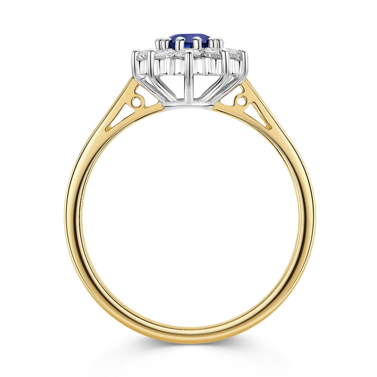 18ct Yellow & White Gold Sapphire & Diamond Cluster Ring 0.85ct variant Pursuit