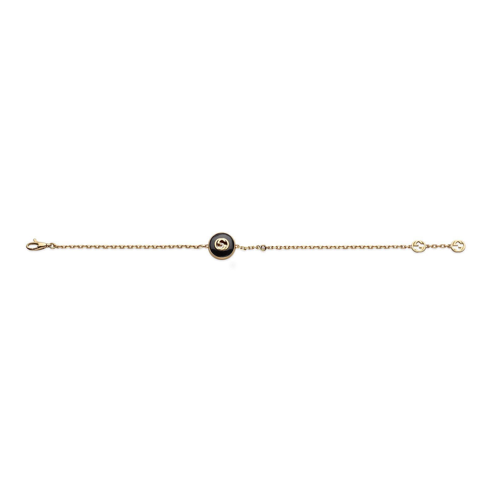 Gucci Interlocking 18ct Yellow Gold Onyx & Diamond Bracelet variant Pursuit