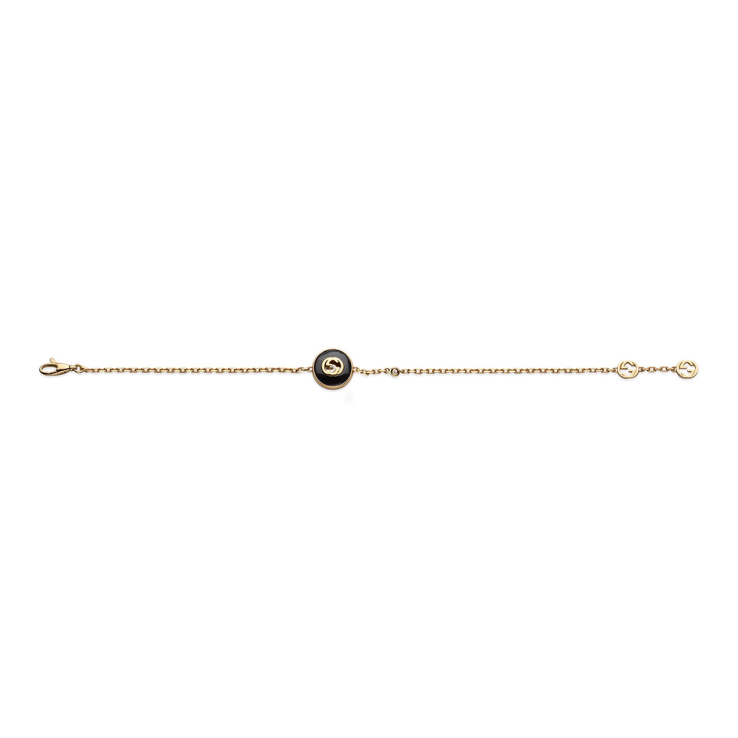 Gucci Interlocking 18ct Yellow Gold Onyx & Diamond Bracelet variant Pursuit