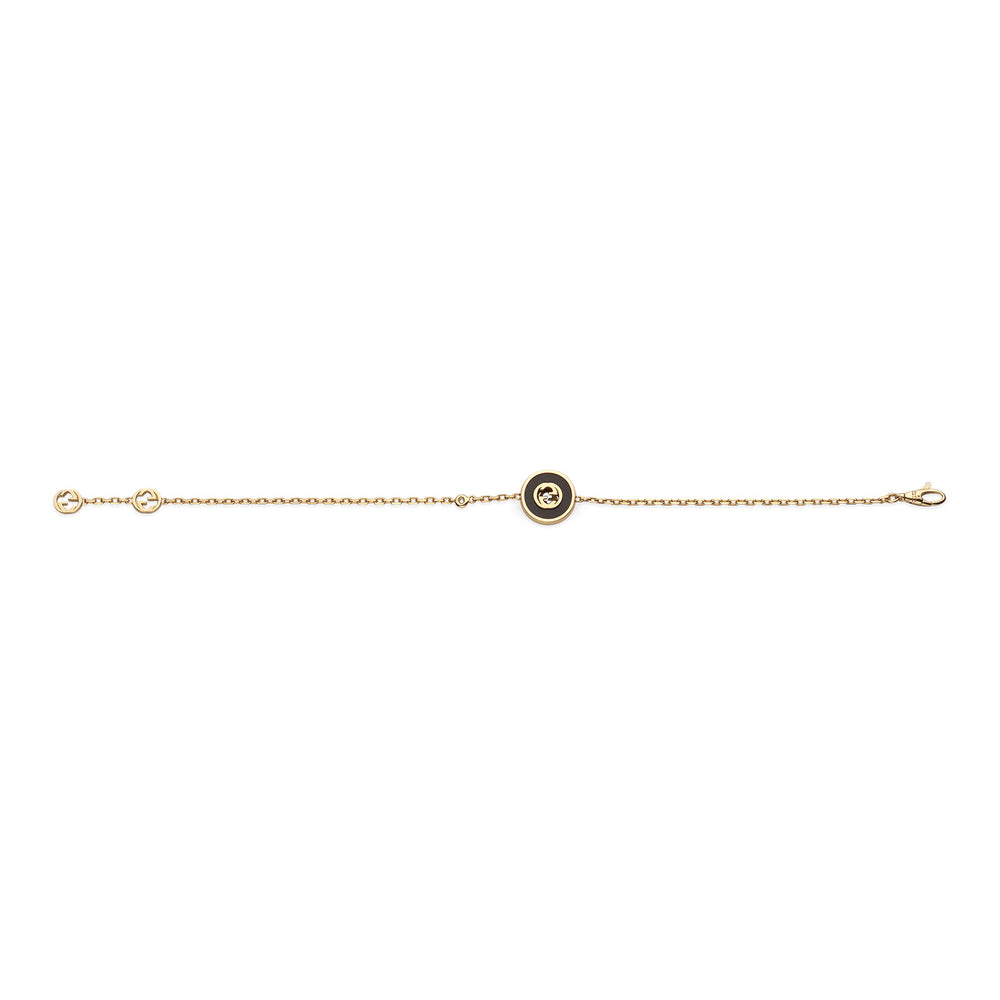 Gucci Interlocking 18ct Yellow Gold Onyx & Diamond Bracelet variant Pursuit