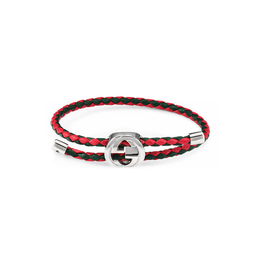 Gucci Web Silver & Leather Bracelet simple Pursuit