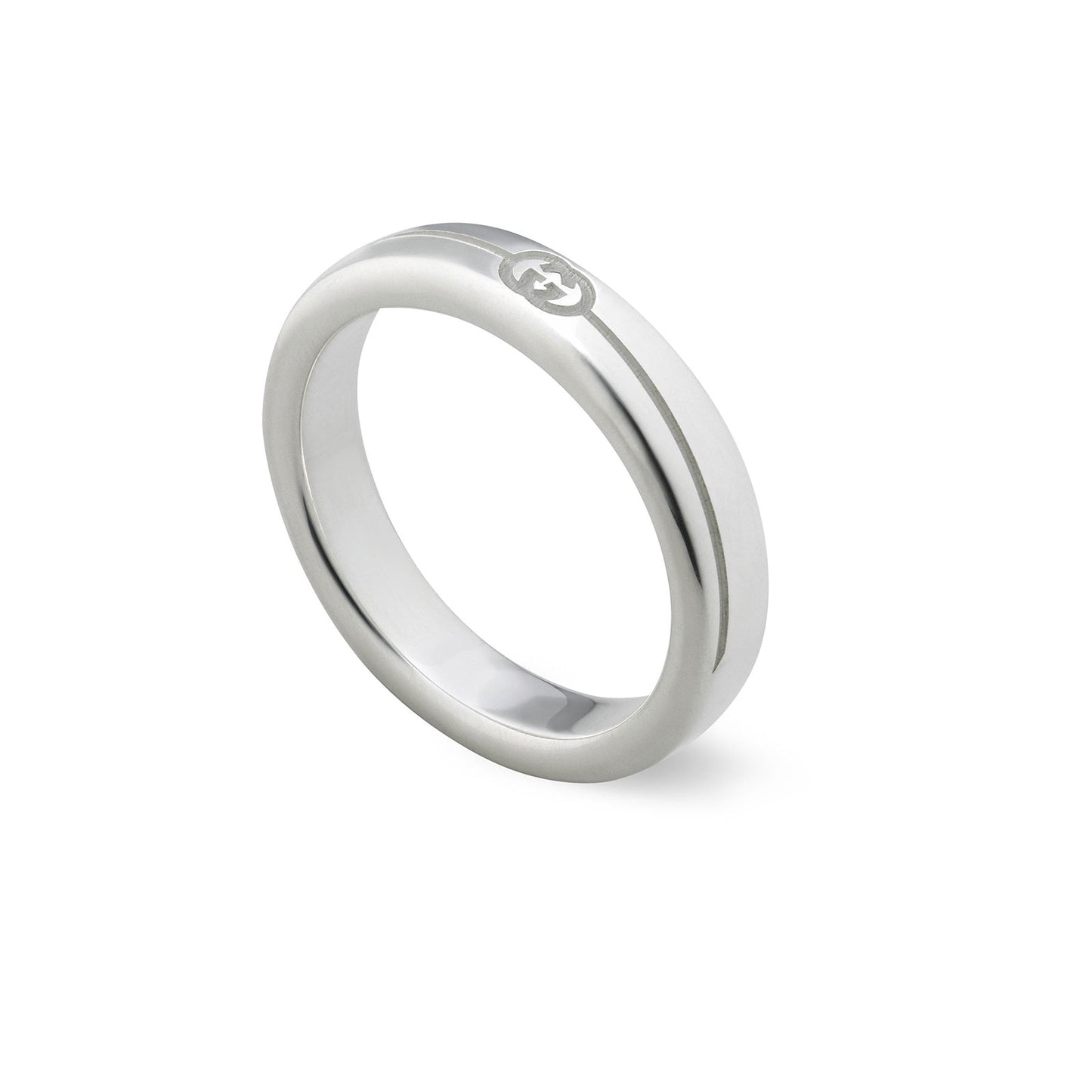 Gucci Tag Diagonal Interlocking G Silver Thin Ring 4mm variant Pursuit