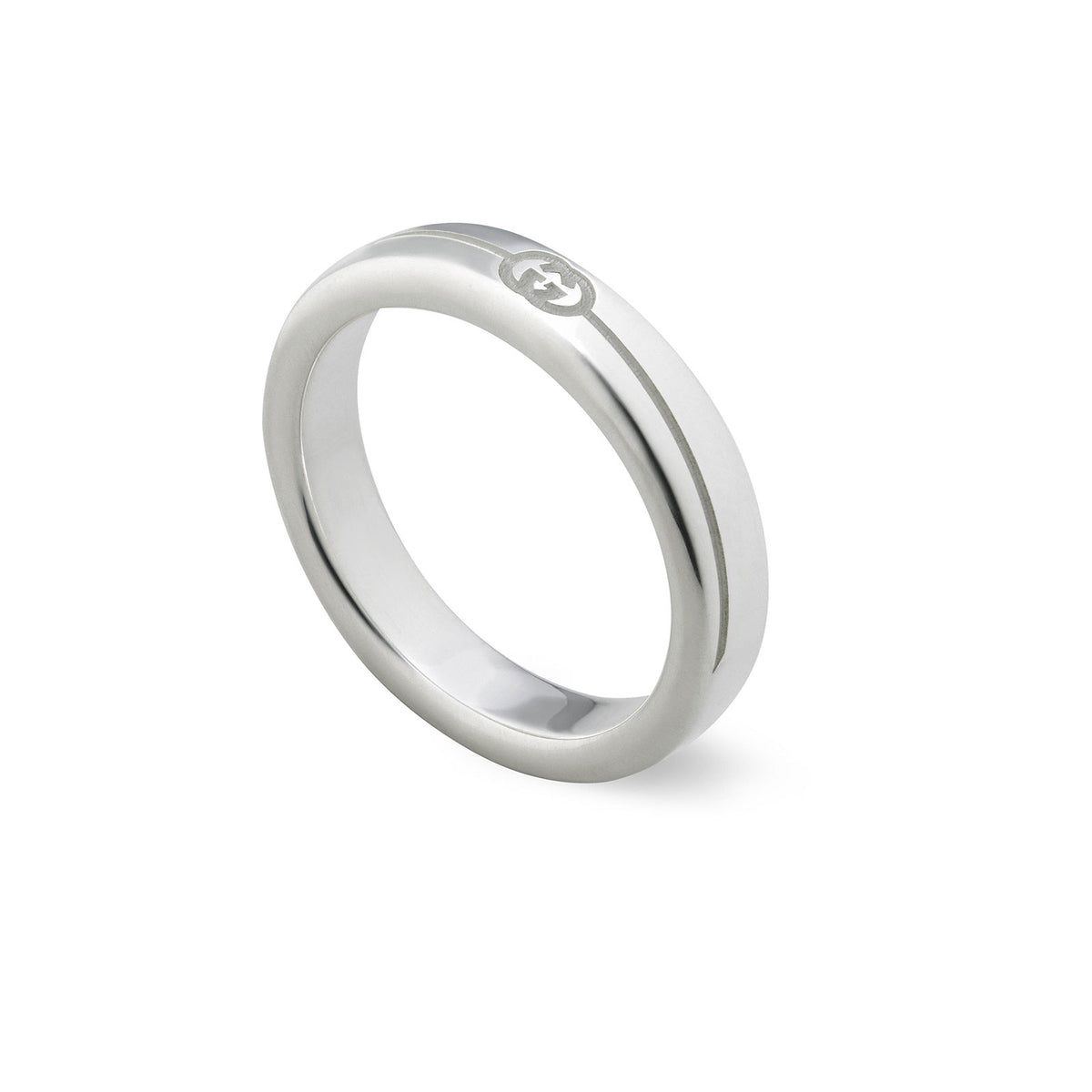 Gucci Tag Diagonal Interlocking G Silver Thin Ring 4mm variant Pursuit