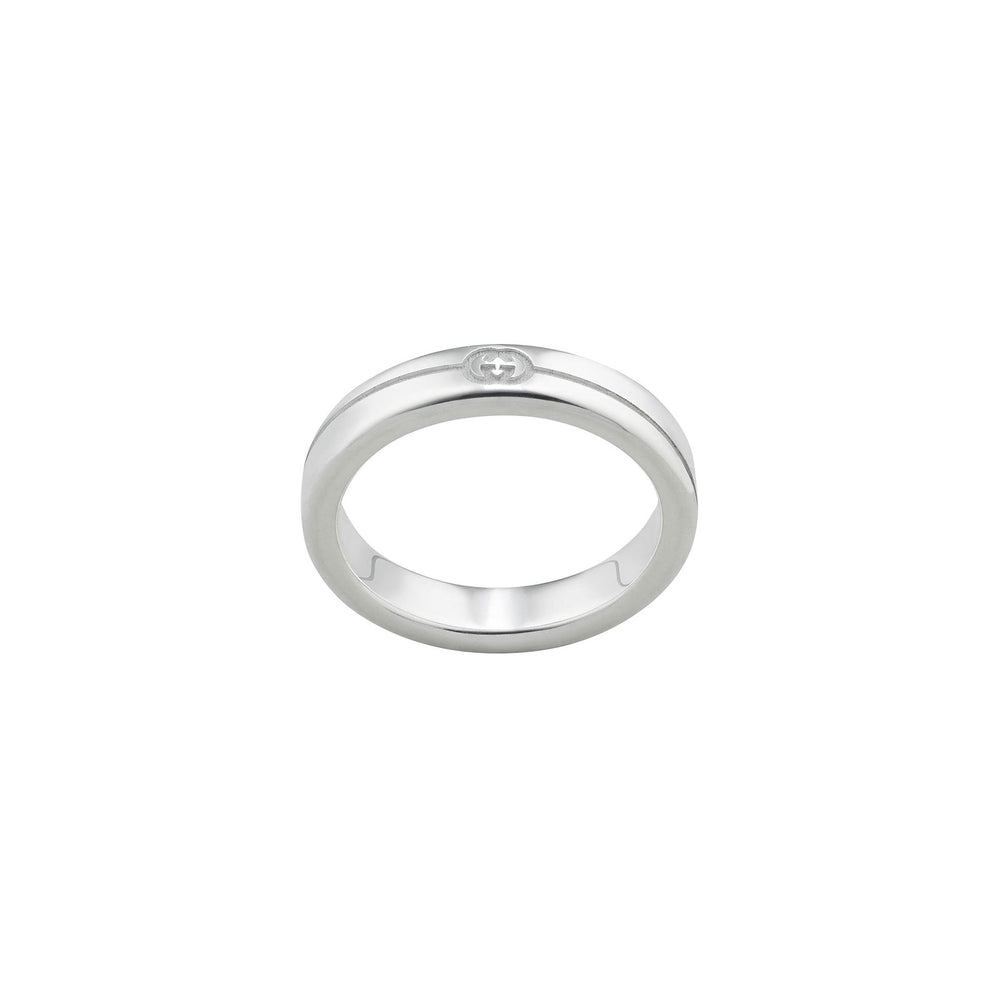 Gucci Tag Diagonal Interlocking G Silver Thin Ring 4mm variant Pursuit