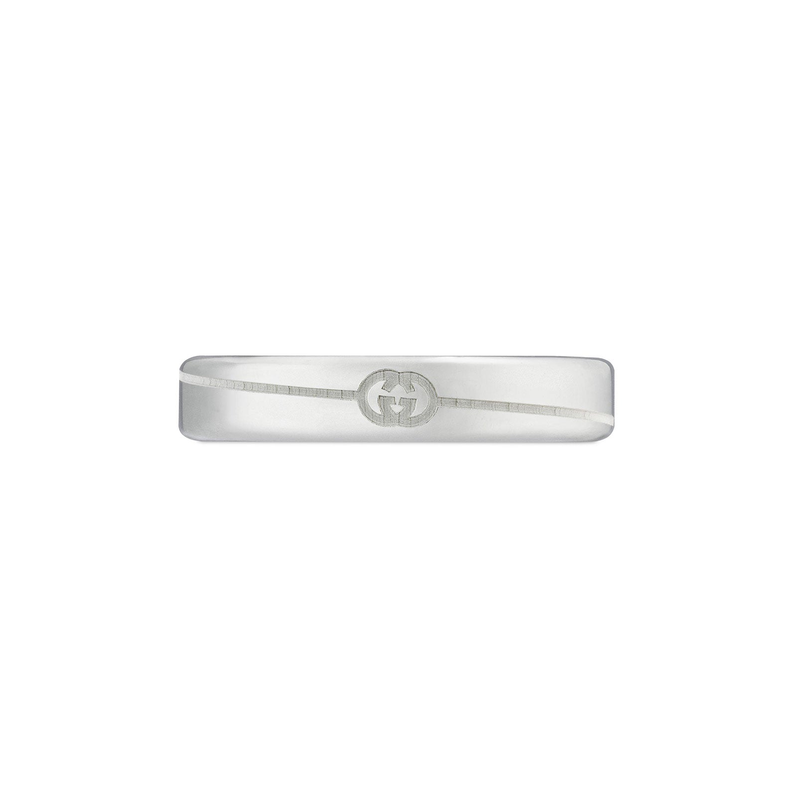 Gucci Tag Diagonal Interlocking G Silver Thin Ring 4mm variant Pursuit
