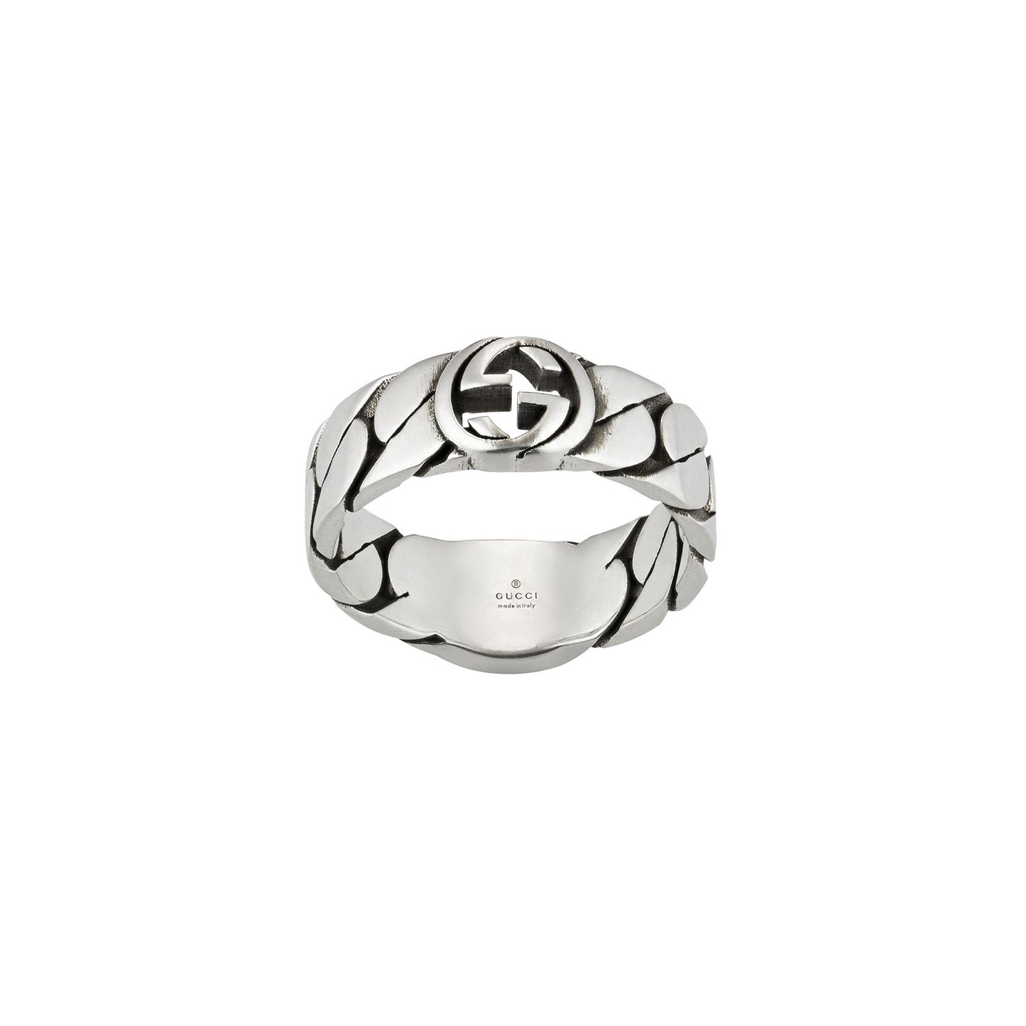 Gucci Interlocking Silver & Black Enamel Ring variant Pursuit