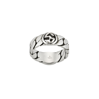 Gucci Interlocking Silver & Black Enamel Ring variant Pursuit