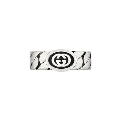 Gucci Interlocking Silver & Black Enamel Ring variant Pursuit