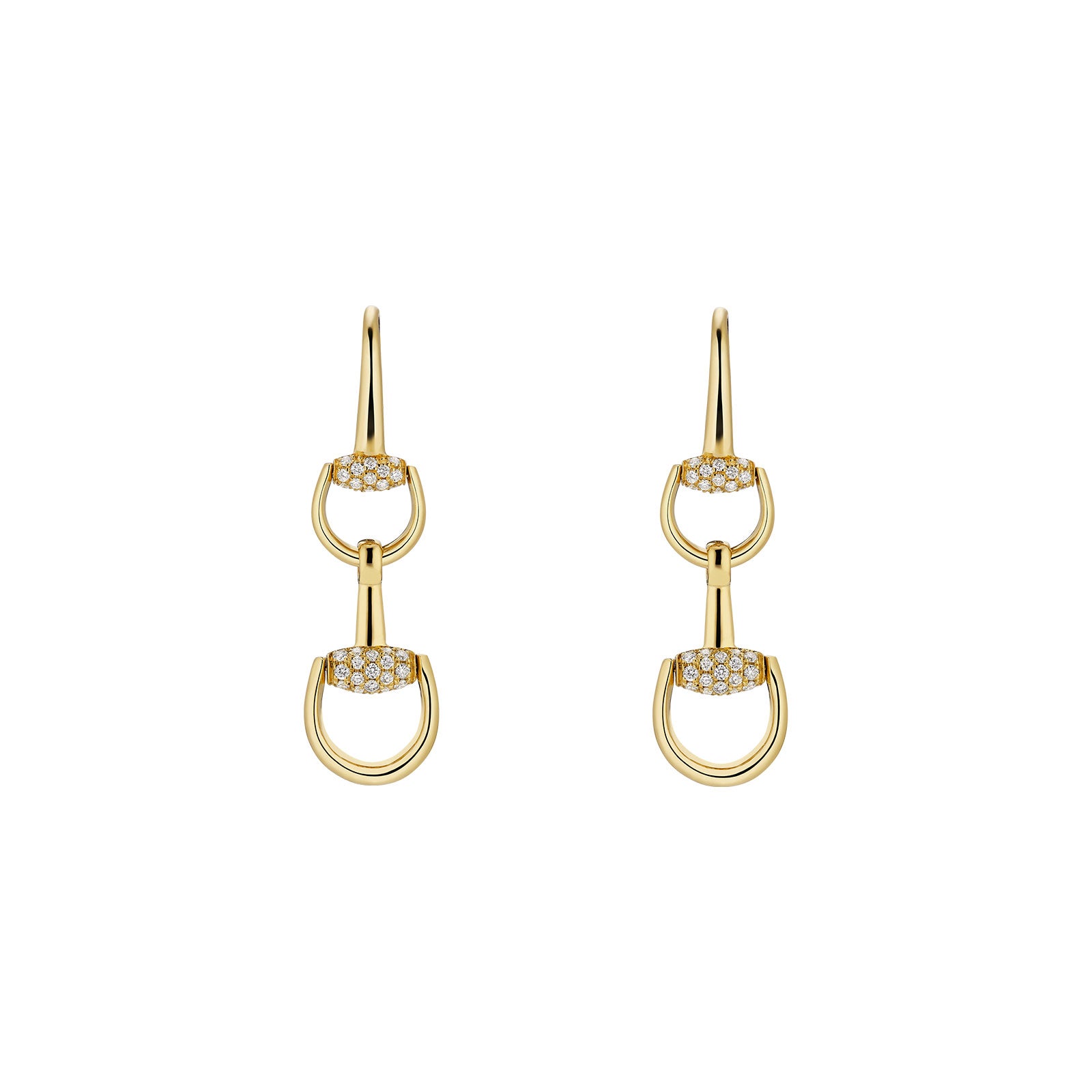 Gucci Horsebit 18ct Yellow Gold Diamond Chandelier Earrings simple Pursuit