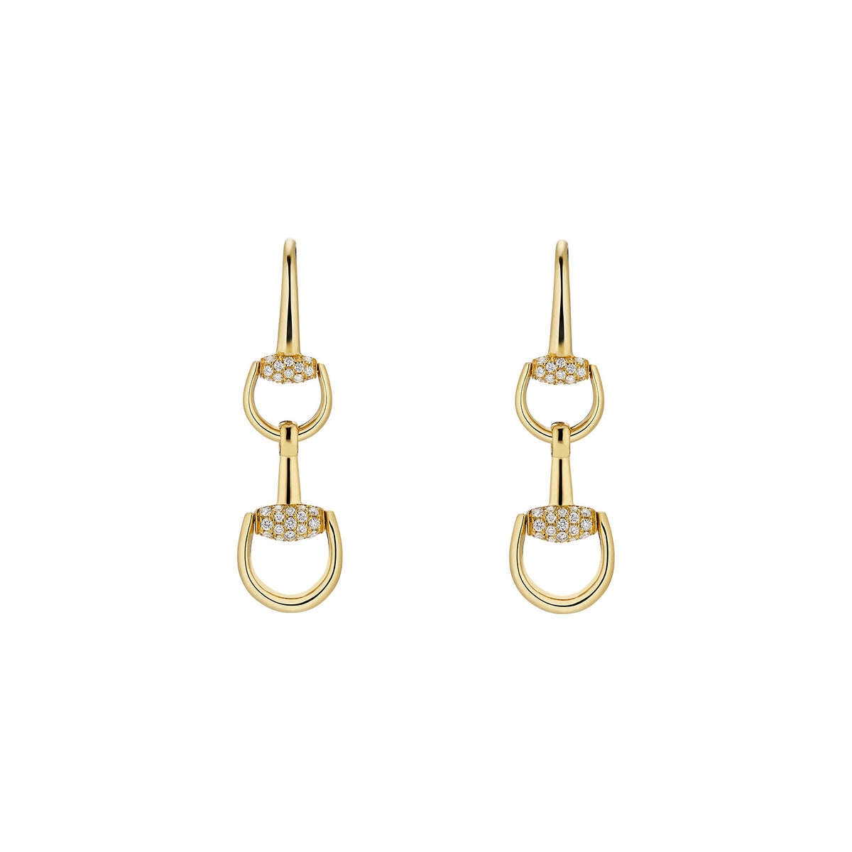 Gucci Horsebit 18ct Yellow Gold Diamond Chandelier Earrings simple Pursuit