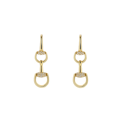 Gucci Horsebit 18ct Yellow Gold Diamond Chandelier Earrings simple Pursuit