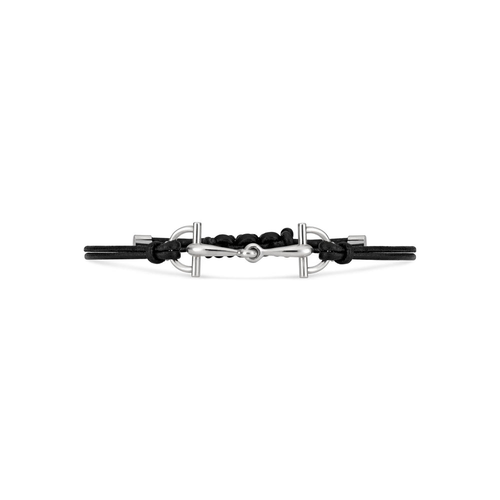Gucci Staffa Silver & Leather Stirrup Bracelet simple Pursuit