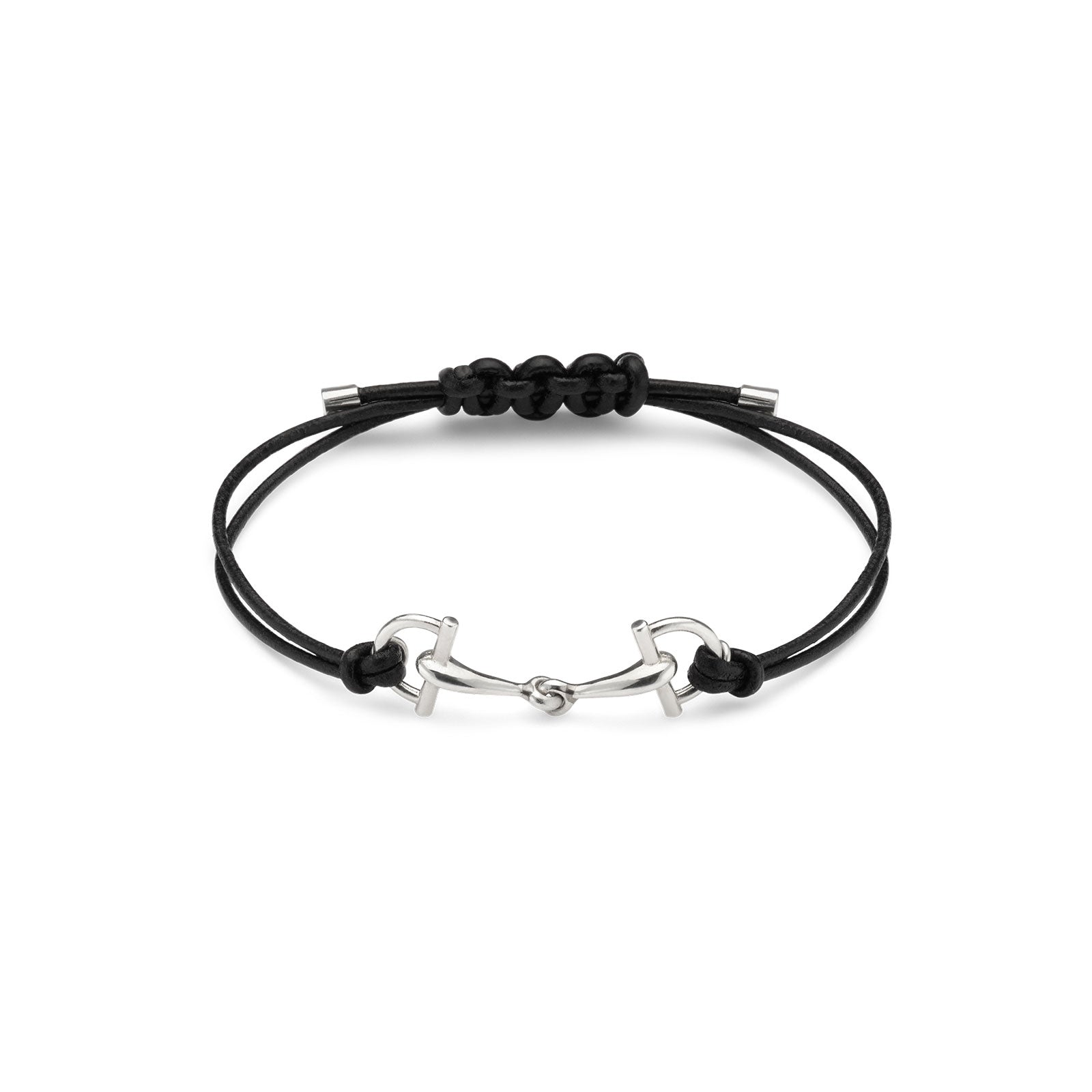 Gucci Staffa Silver & Leather Stirrup Bracelet simple Pursuit