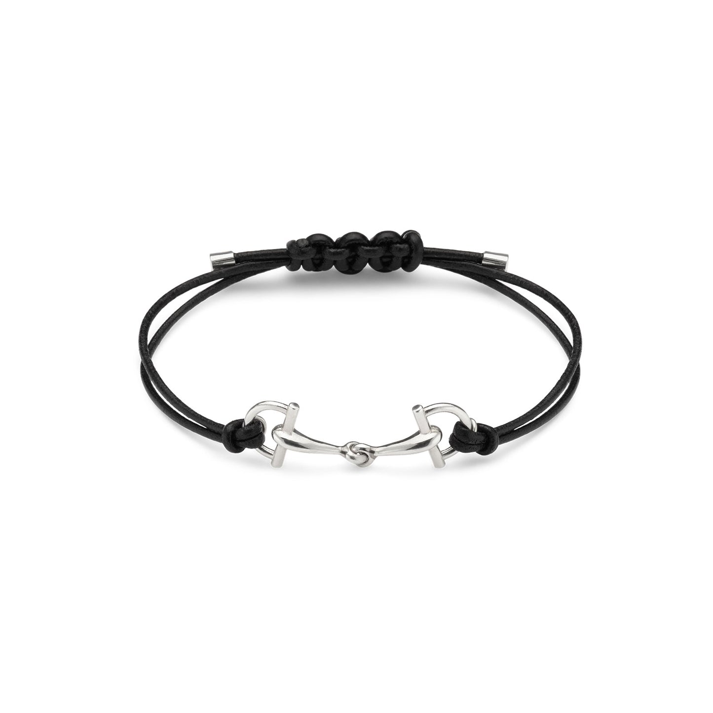 Gucci Staffa Silver & Leather Stirrup Bracelet simple Pursuit