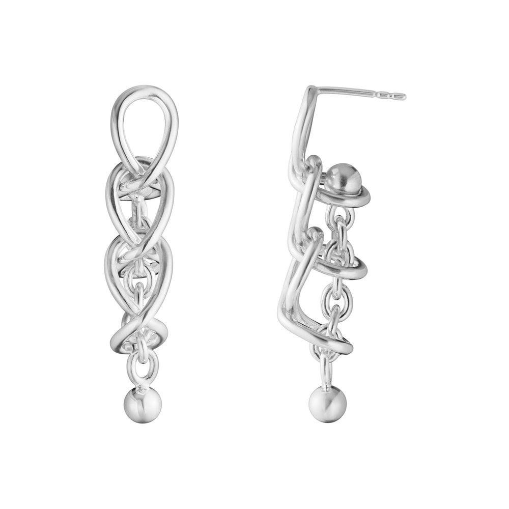 Weft Silver Three Link Earrings