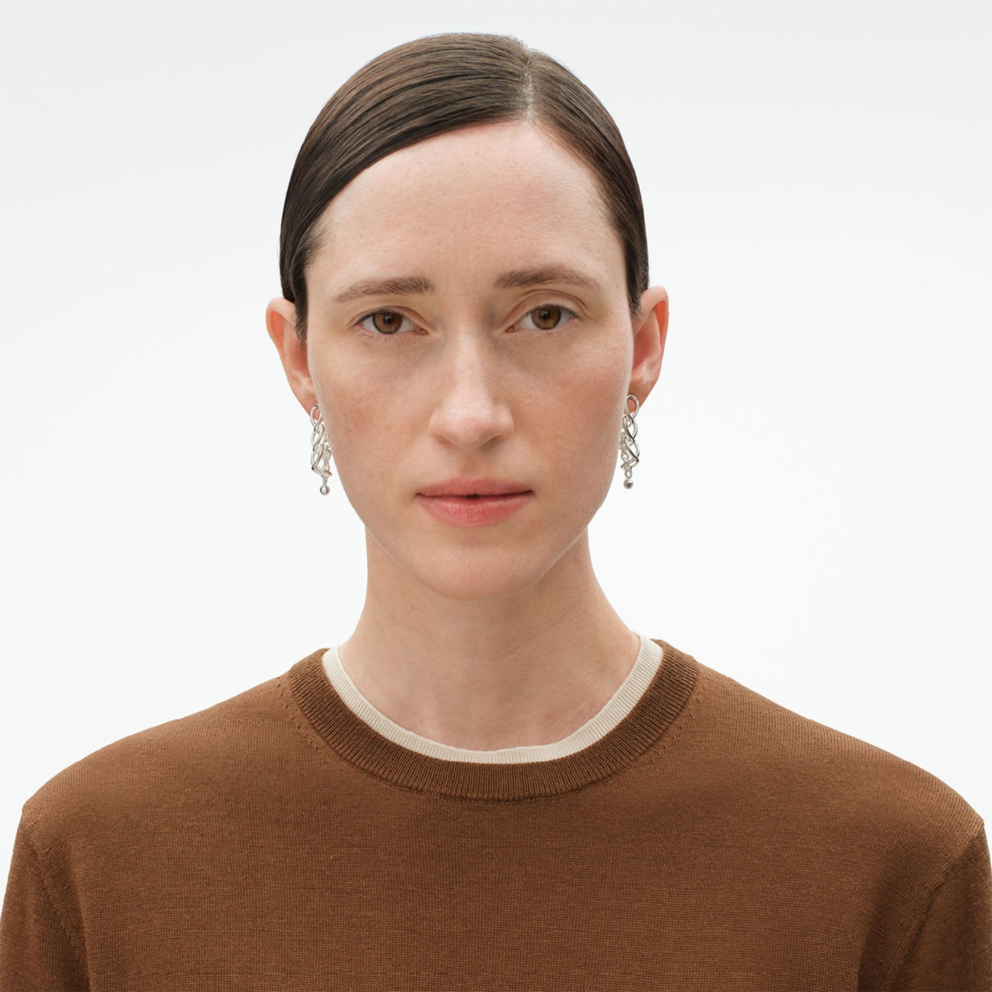 Weft Silver Three Link Earrings