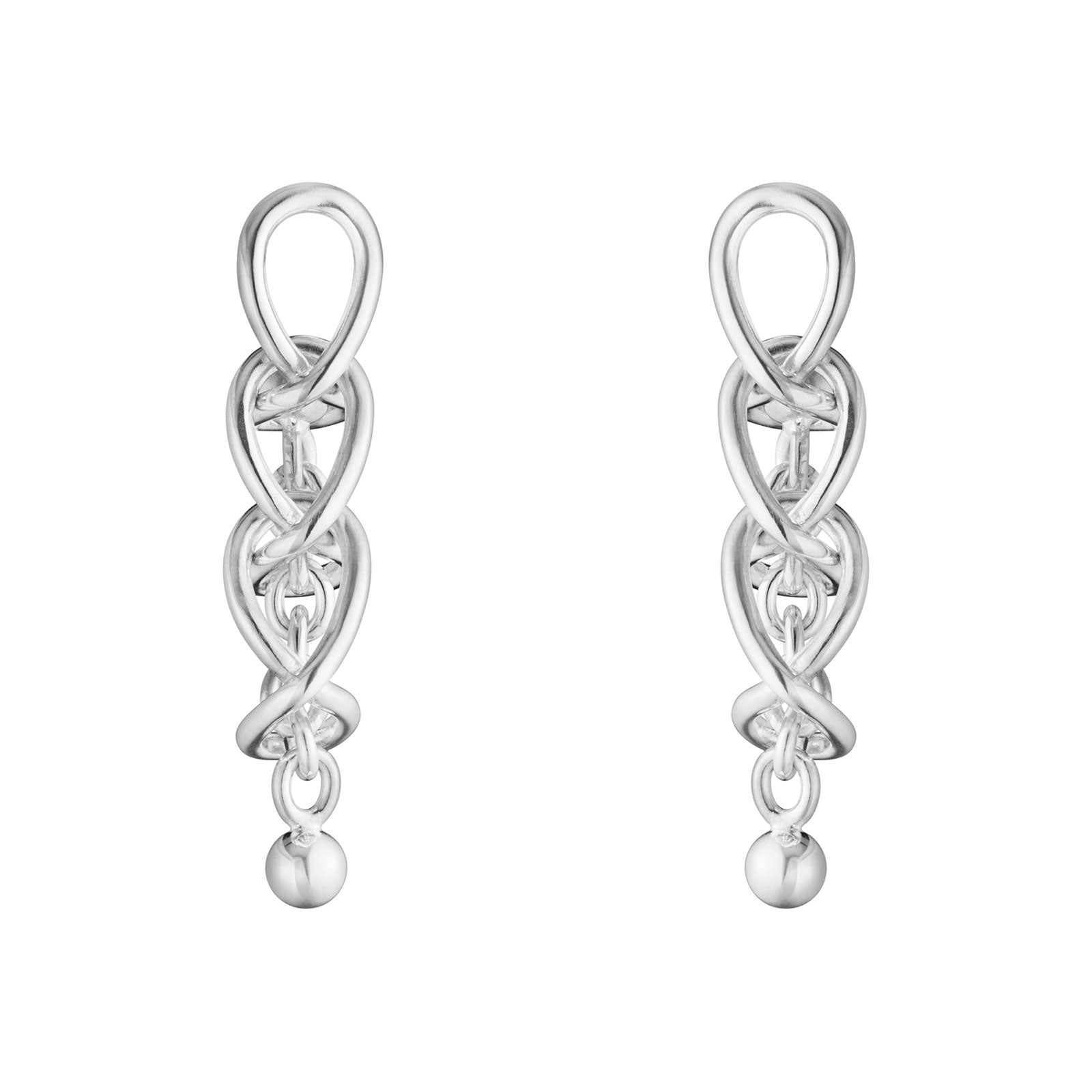 Weft Silver Three Link Earrings