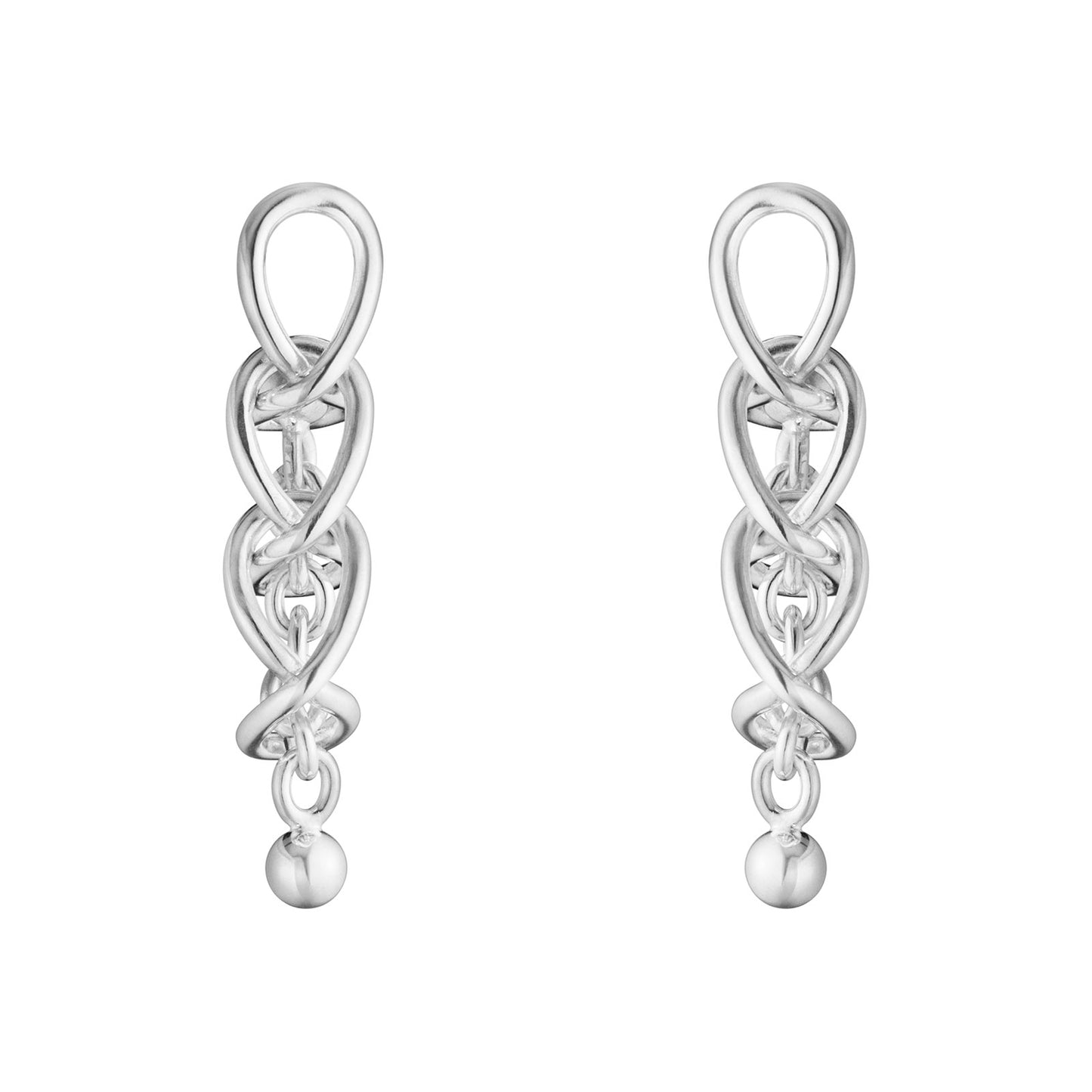Weft Silver Three Link Earrings