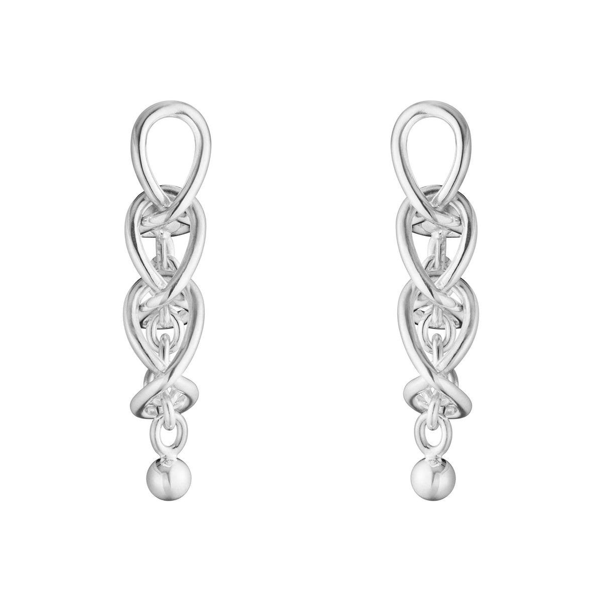 Weft Silver Three Link Earrings simple Pursuit