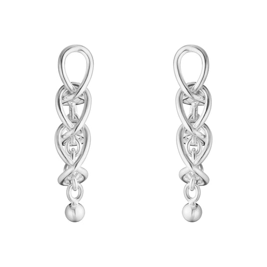 Weft Silver Three Link Earrings simple Pursuit