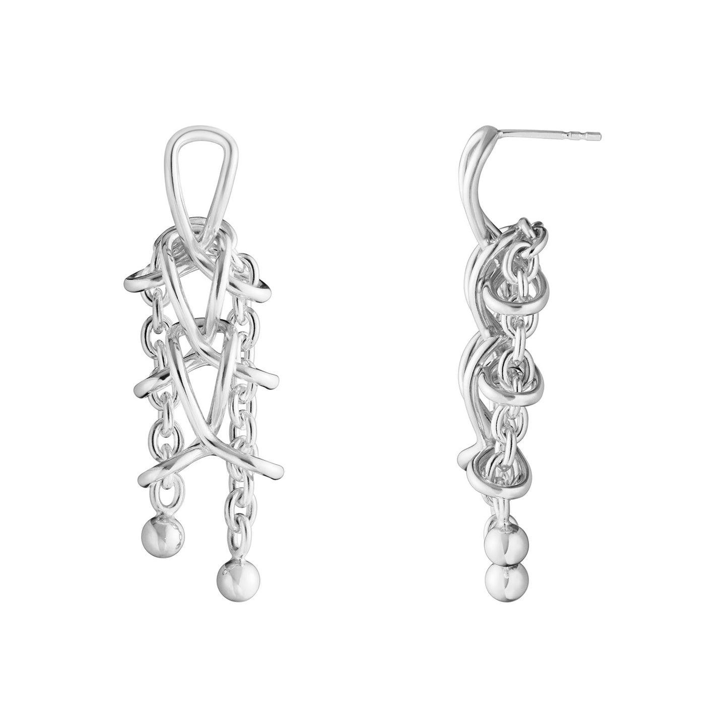 Weft Silver Double Earrings