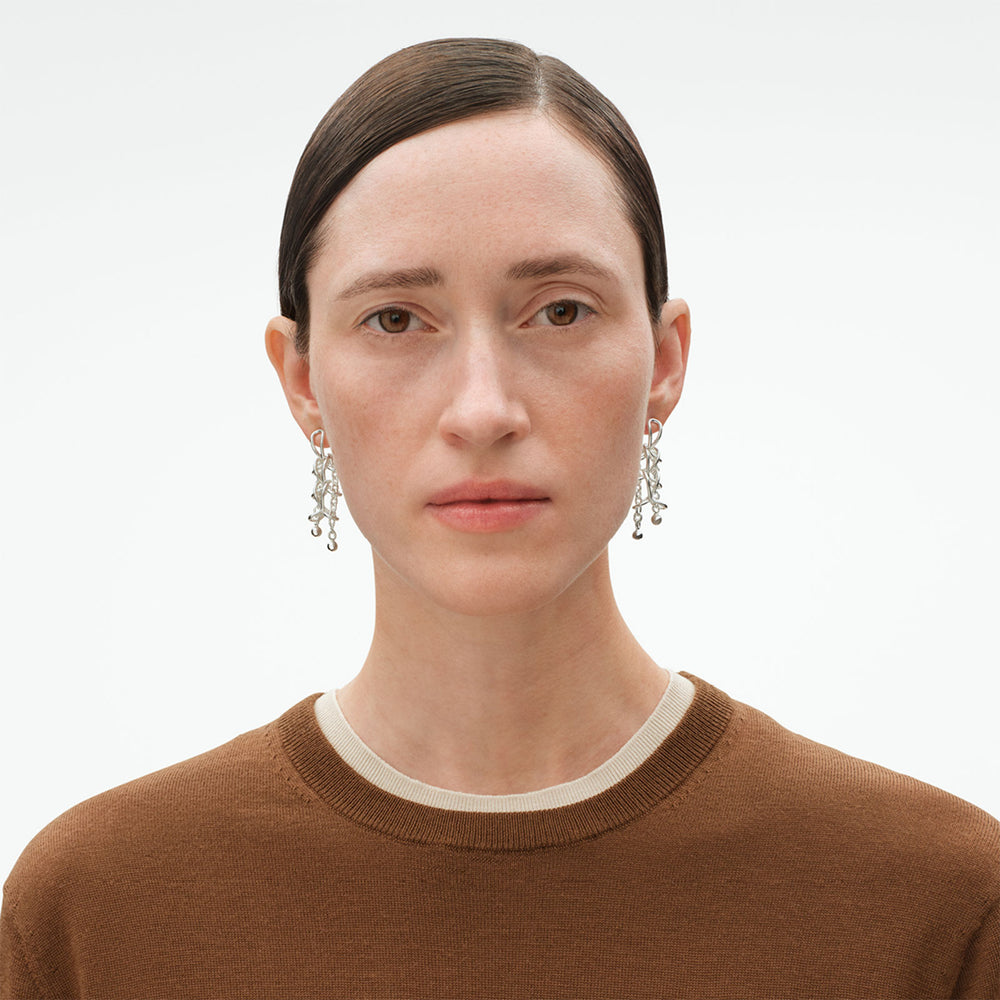 Weft Silver Double Earrings