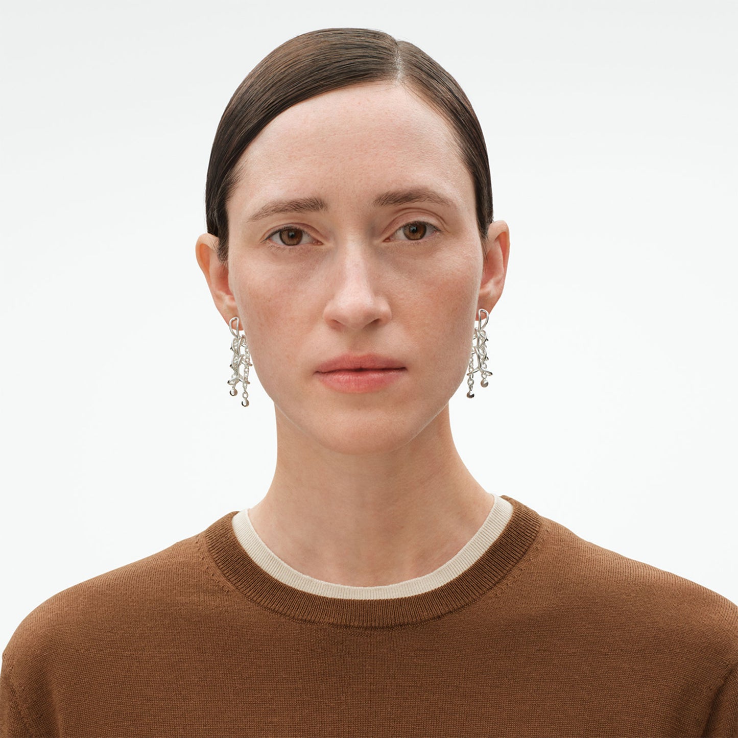 Weft Silver Double Earrings