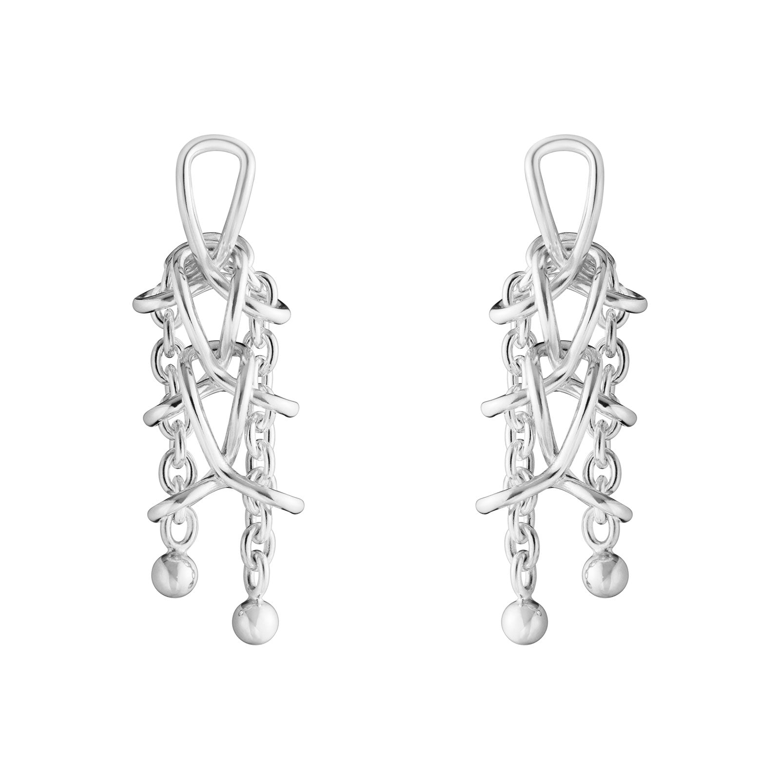Weft Silver Double Earrings