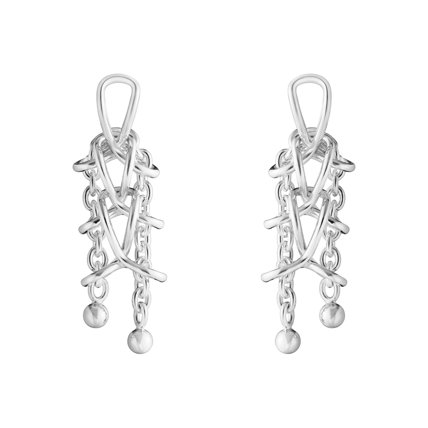 Weft Silver Double Earrings
