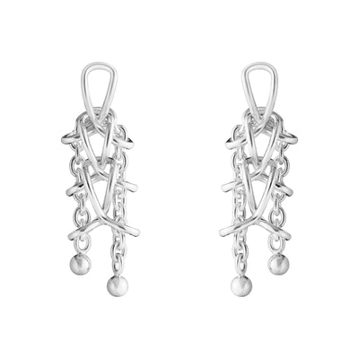 Weft Silver Double Earrings simple Pursuit