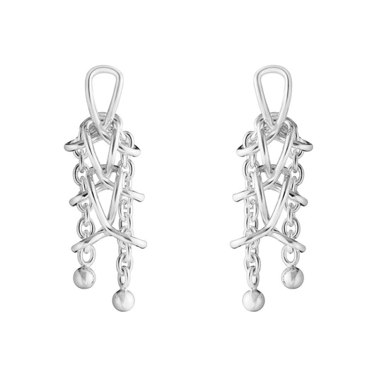 Weft Silver Double Earrings simple Pursuit