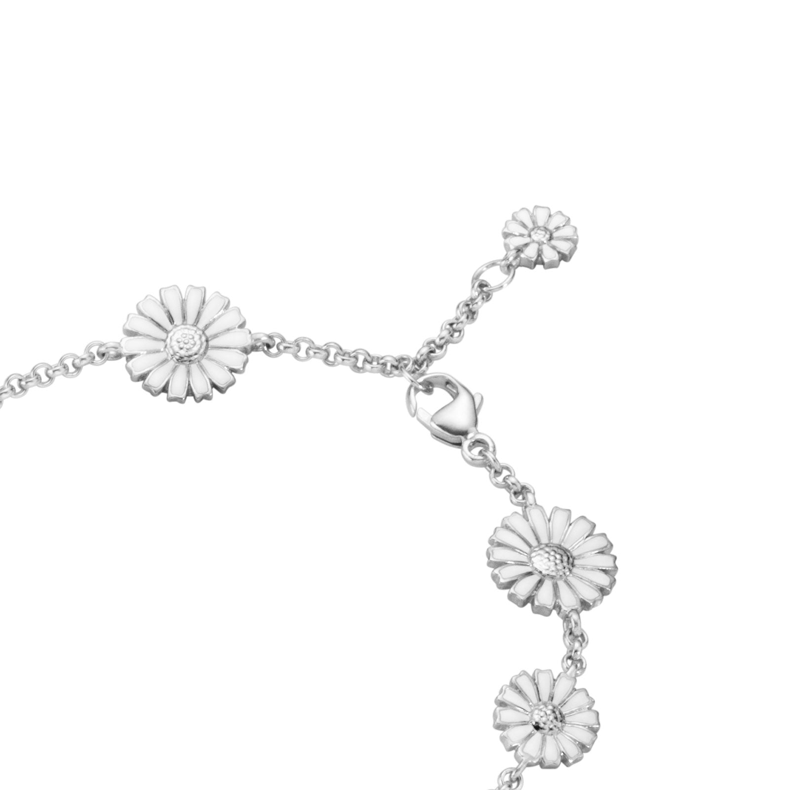 Daisy Silver & White Enamel Bracelet
