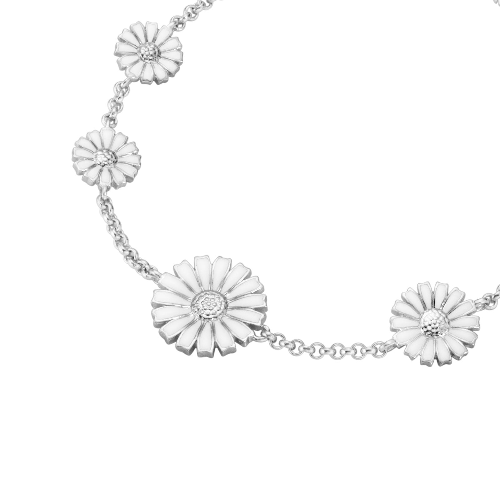 Daisy Silver & White Enamel Bracelet