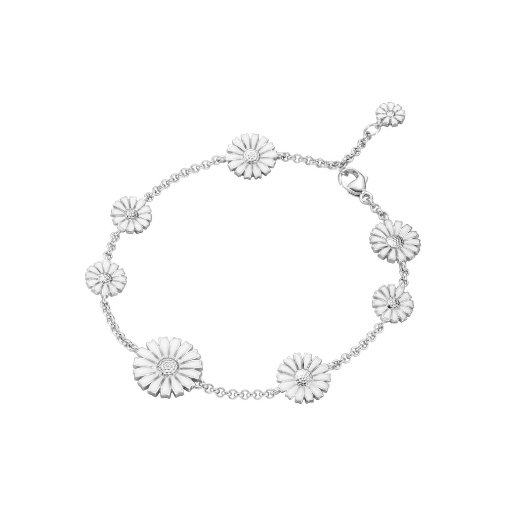 Daisy Silver & White Enamel Bracelet