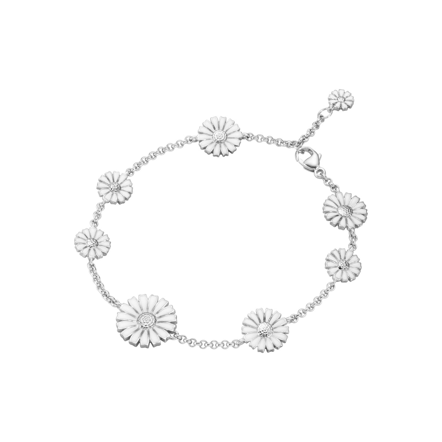 Daisy Silver & White Enamel Bracelet