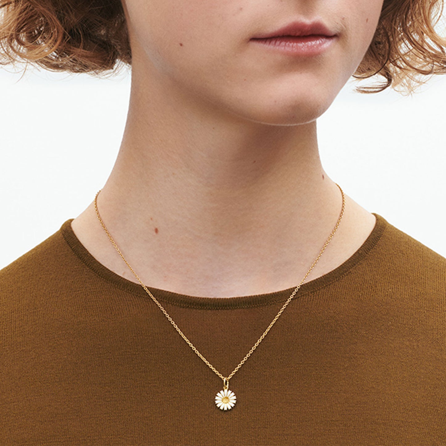 Daisy Gold Plated Silver & White Enamel Pendant