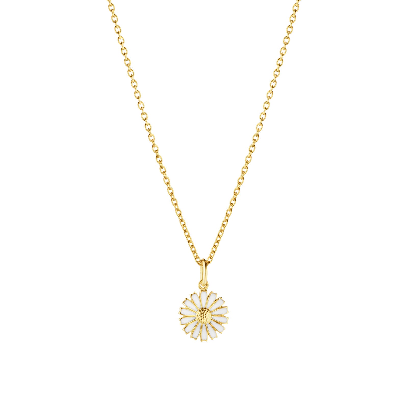 Daisy Gold Plated Silver & White Enamel Pendant