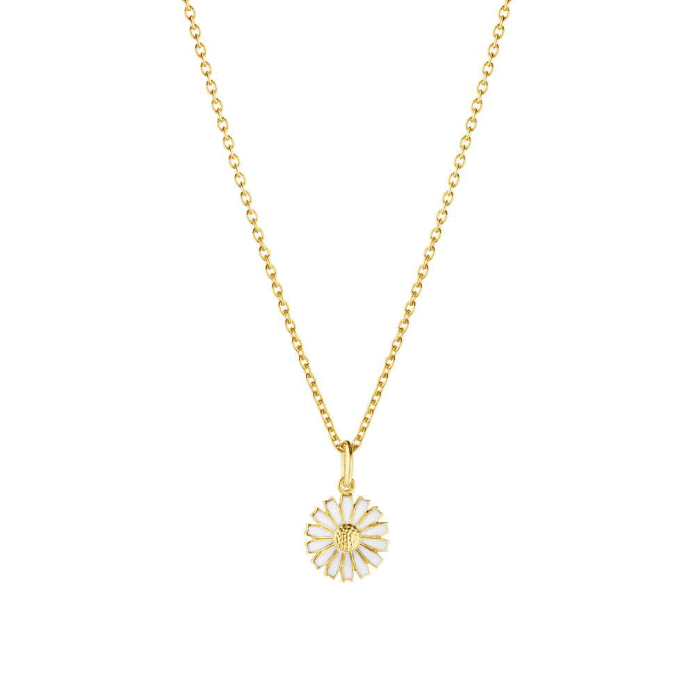 Daisy Gold Plated Silver & White Enamel Pendant
