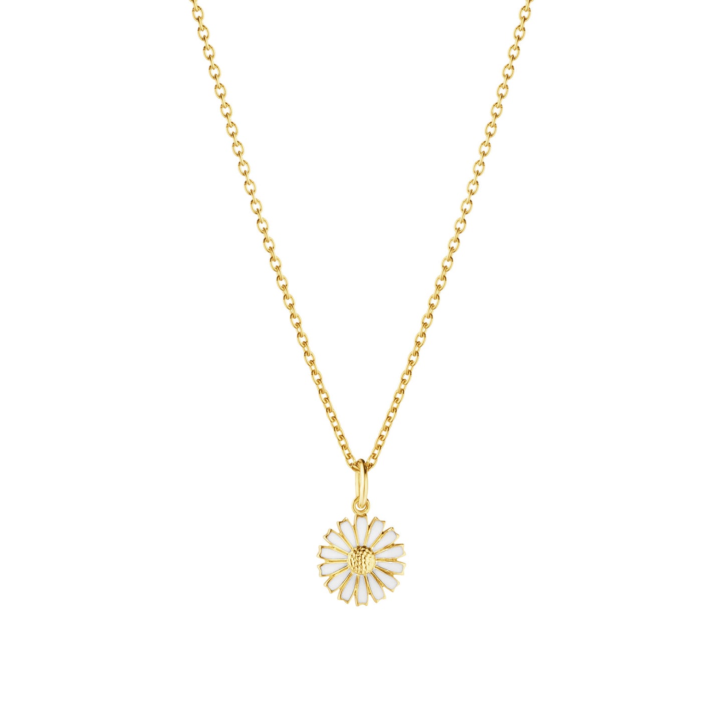 Daisy Gold Plated Silver & White Enamel Pendant