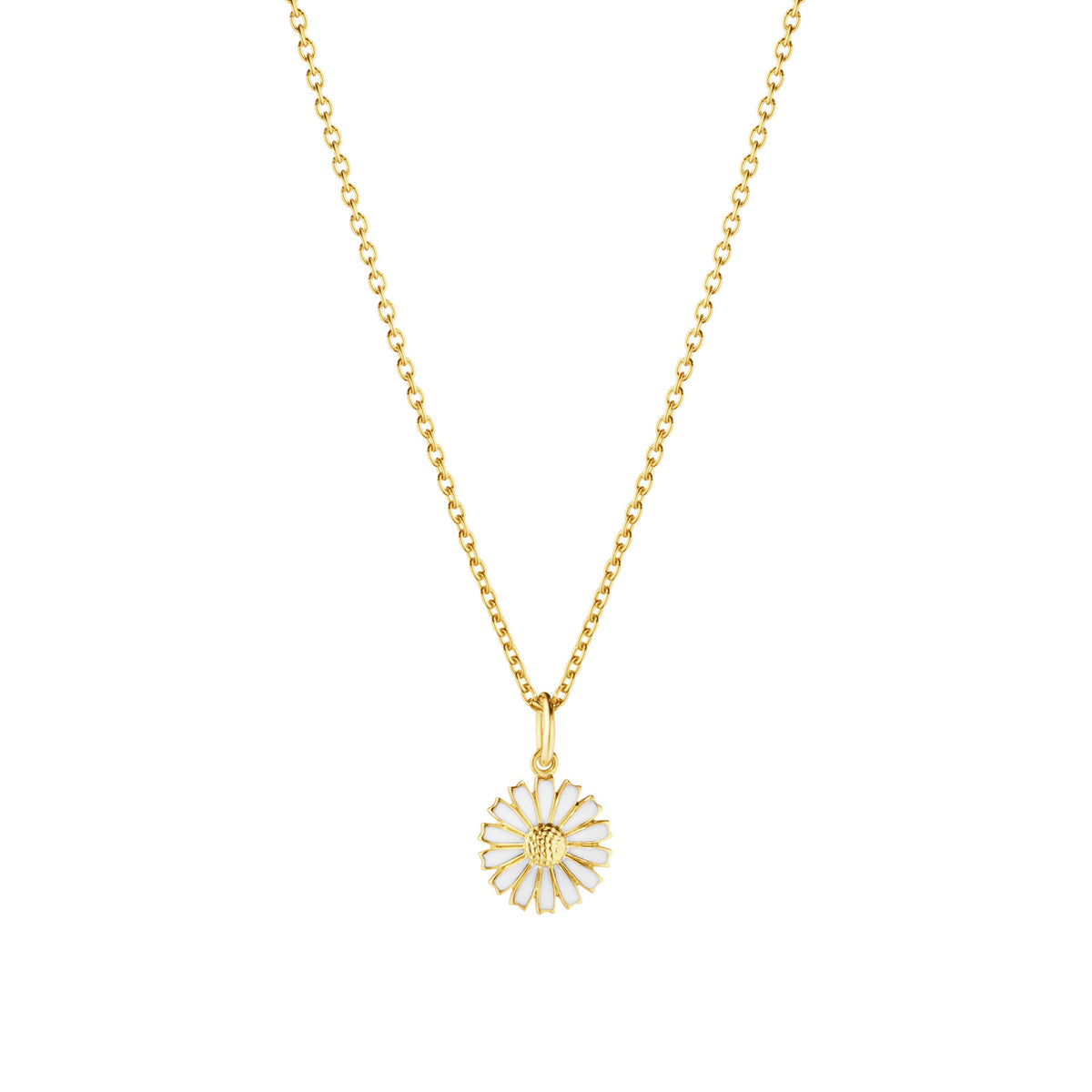 Daisy Gold Plated Silver & White Enamel Pendant simple Pursuit