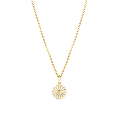 Daisy Gold Plated Silver & White Enamel Pendant simple Pursuit